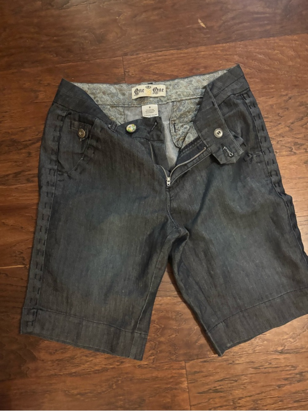 one 5 one Dark Gray Denim Women's Jean Shorts